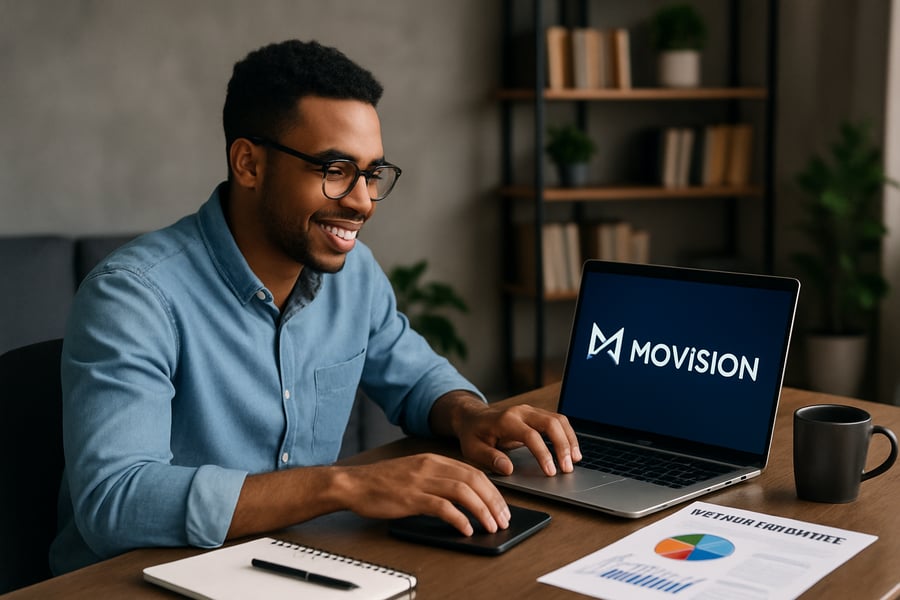 Digital entrepreneur working with MoVision resources Digital entrepreneur working with MoVision resources